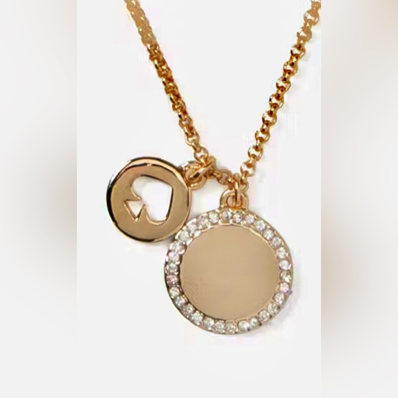 New w/Tags kate spade Gold Pave Circle & Spade Necklace - Picture 6 of 8